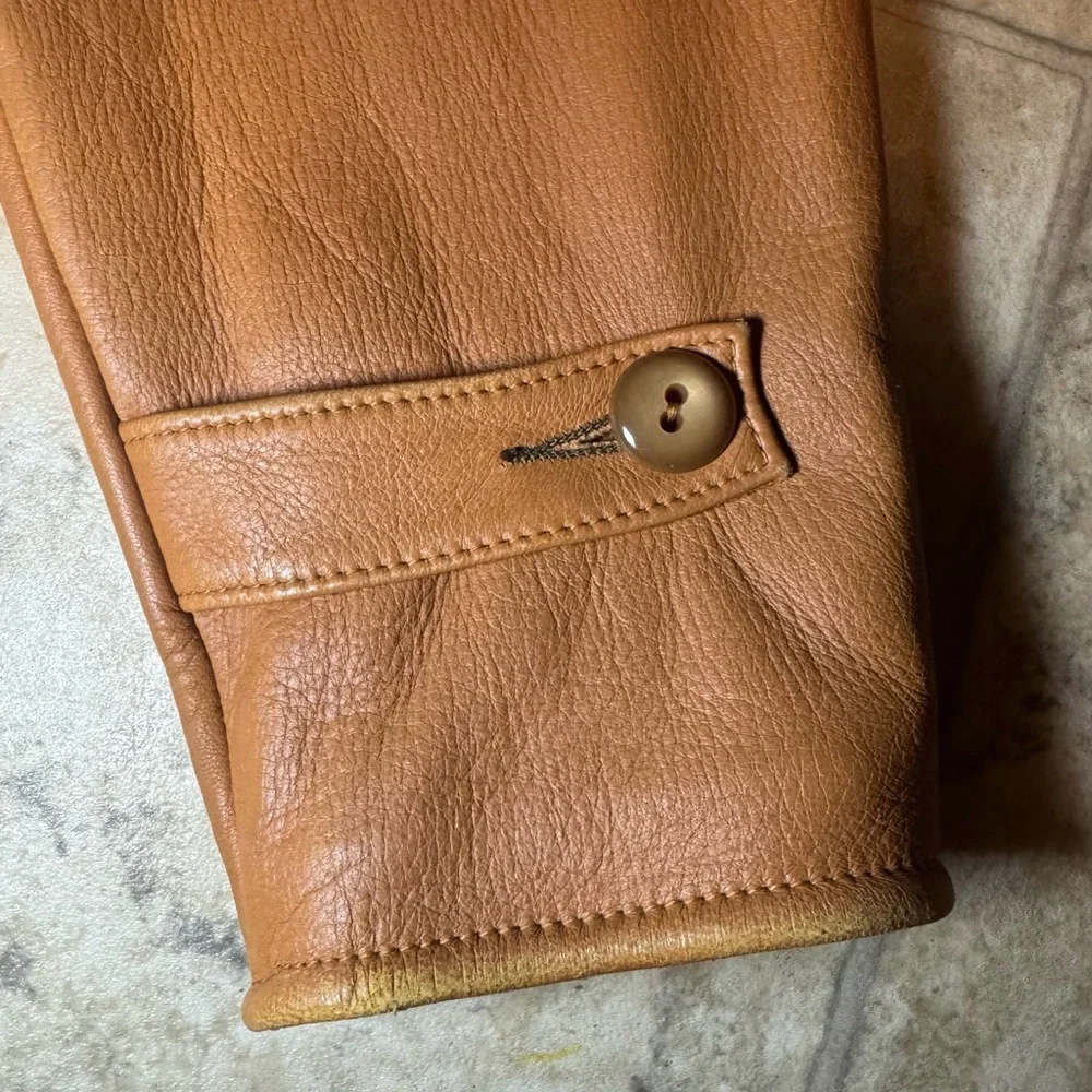 Vintage Genuine Deerskin Leather Coat Custom Made Brown Quilted Western Jacket